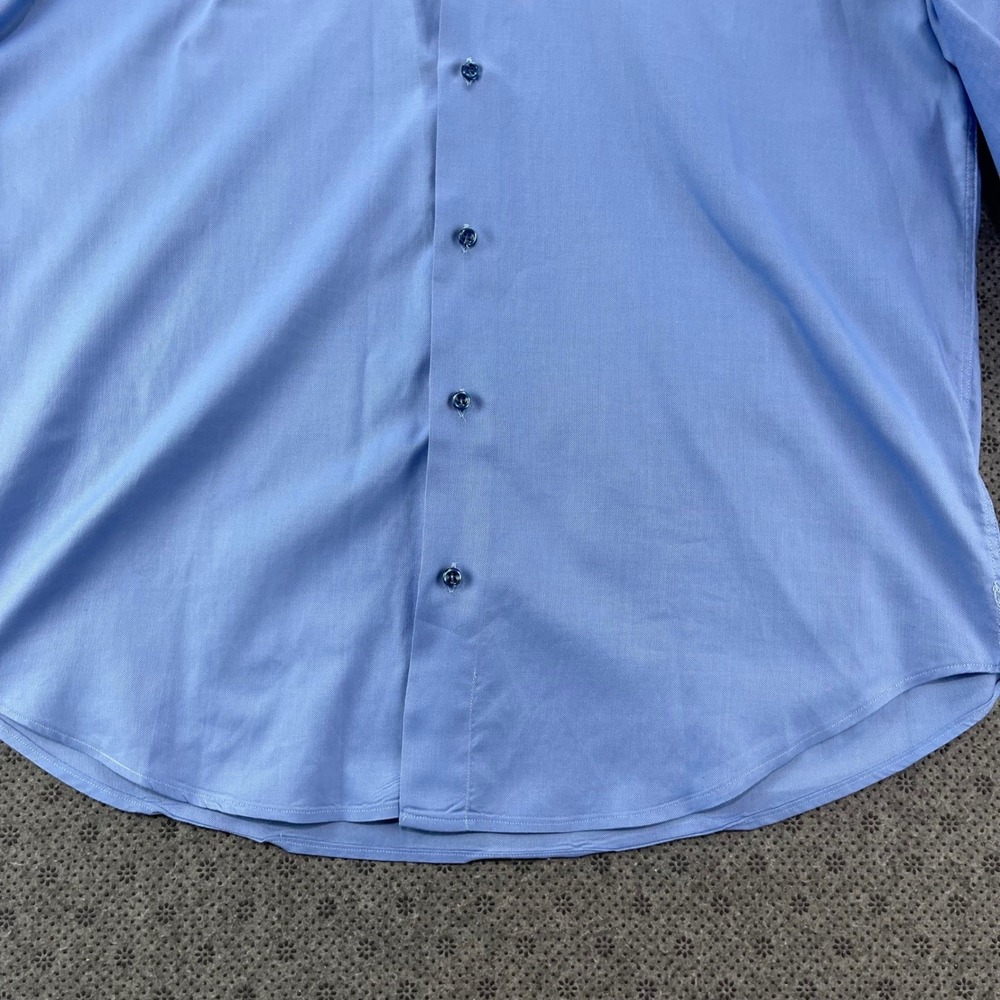 Vintage Lot 2 Ateseta Firenze Mens Dress Shirts 16.5 42 Blue Striped Solid Italy - Picture 16 of 16